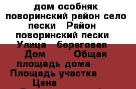 дом особняк.поворинский район село пески › Район ­ поворинский пески › Улица ­ береговая › Дом ­ 46 › Общая площадь дома ­ 60 › Площадь участка ­ 38 › Цена ­ 900 000 - Воронежская обл. Недвижимость » Дома, коттеджи, дачи продажа   . Воронежская обл.